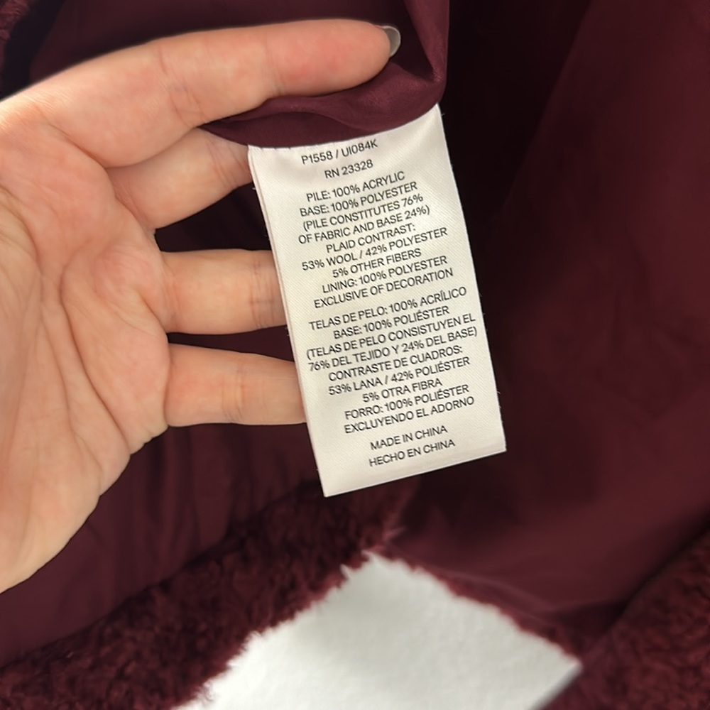 Pendleton Burgundy Sherpa Wool Blend Full Zip Jacket - Picture 7 of 12